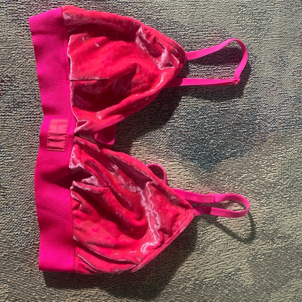 PINK velvet hot pink bralette.